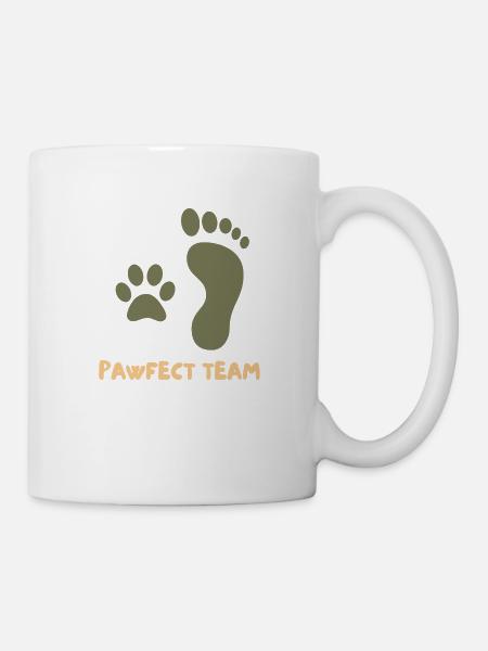 Pawfect Team – Pfote trifft Fuß - Tasse - Weiß