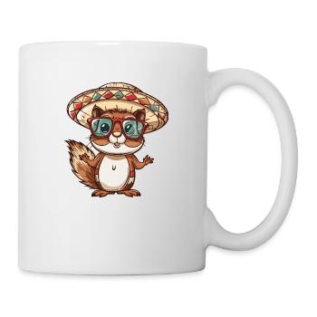 écureuil bande dessinée drôle sombrero - Mug blanc - blanc - Droite
