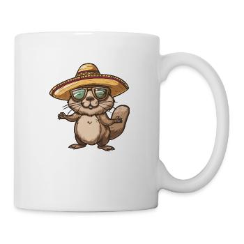Biber Comic Lustig Sombrero - Tasse - Weiß - Rechts