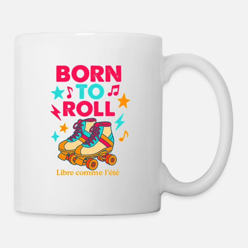 Planche à roulettes et motif musical rétro - Mug blanc - blanc