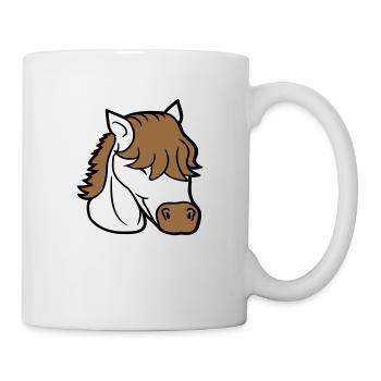 Cheval mignon long bob coupe cheveux sourires mignon - Mug blanc - blanc - Droite