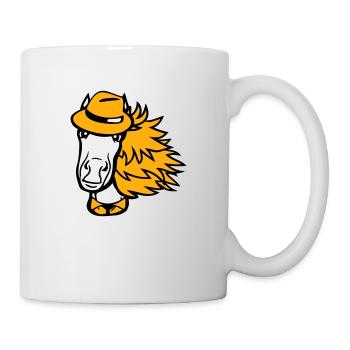 cheval homme chapeau costume cravate détective garçon cool - Mug blanc - blanc - Droite