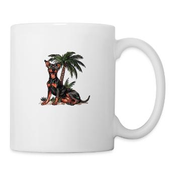 Dobermann Hund Sommer - Tasse - Weiß - Rechts