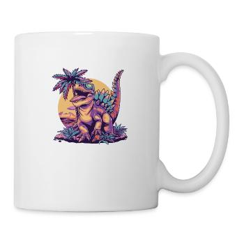 Dinosaur stegosaurus island palm tree - Mug - white - Right
