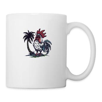 Hahn Insel Palme - Tasse - Weiß - Rechts