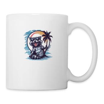 raccoon beer funny booze - Mug - white - Right