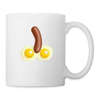 Spiegeleier und Würstchen - Tasse - Weiß - Rechts