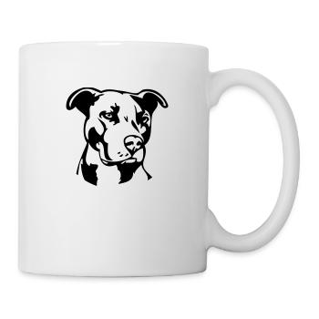 Pitbull einfarbig - Hund Kampfhund - Tasse - Weiß - Rechts