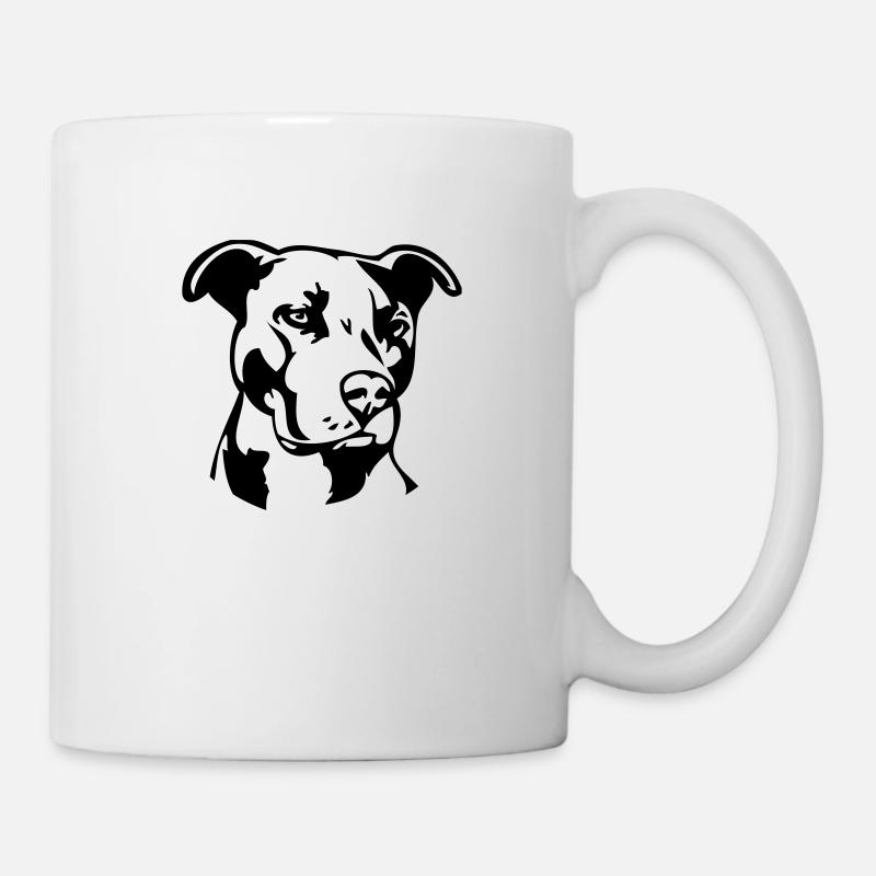 Pitbull einfarbig - Hund Kampfhund - Tasse - Weiß