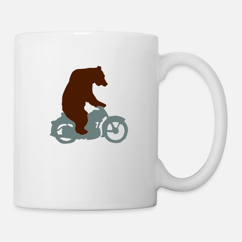 Biker Bär, Born Free, Ride Free - Tasse - Weiß