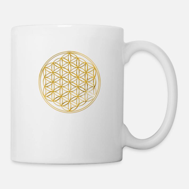 Blume des Lebens 3D GOLD - Tasse - Weiß