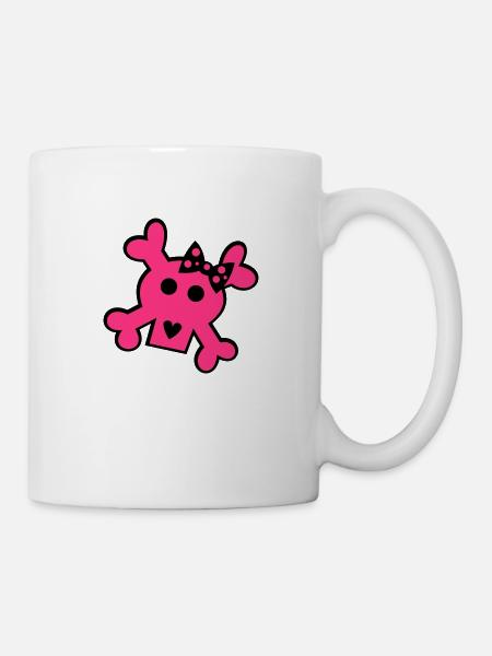Girlie - Lady - Skull - Totenschädel - Tasse - Weiß