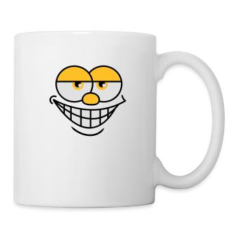 Grinsendes Comic Gesicht Cooler Gesichtsausdruck - Tasse - Weiß - Rechts