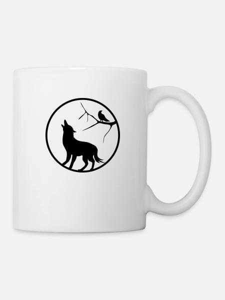 Wolf in Moon Shine - Wolf im Mondlicht - Tasse - Weiß