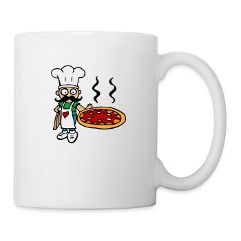 dessin rigolo de chef cuistot pizza pizzeria - Mug blanc - blanc - Droite