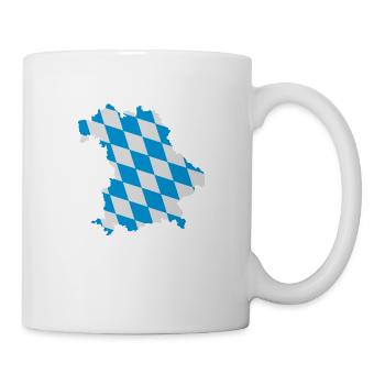 Landkarte von Bayern, Design der bayerischen Fahne - Tasse - Weiß - Rechts