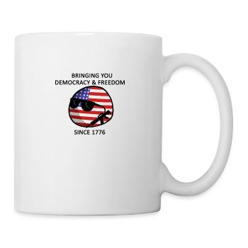 Democracy and Freedom from USAball - Black Text - Mug - white - Right