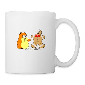 Hamster vs. Lebkuchenmann (whiteline) - Tasse - Weiß - Rechts