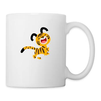 Cute Laughing Cartoon Tiger by Cheerful Madness!! - Mug - white - Right