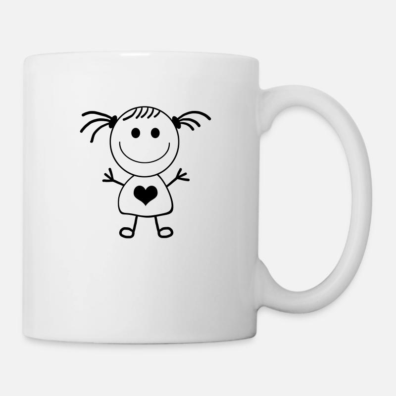 Mädchen Strichmännchen - Tasse - Weiß