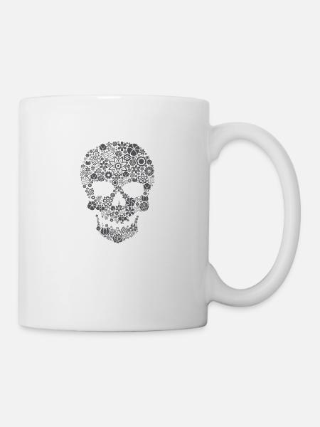 Skull Flower grey - Mug blanc - blanc