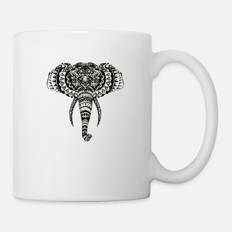 Éléphant Zentangle - Mug blanc - blanc