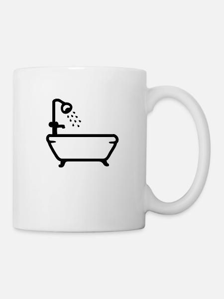 Baignoire - Douche - Line - Mug blanc - blanc