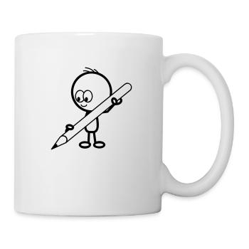 mann_mit_stift - Tasse - Weiß - Rechts