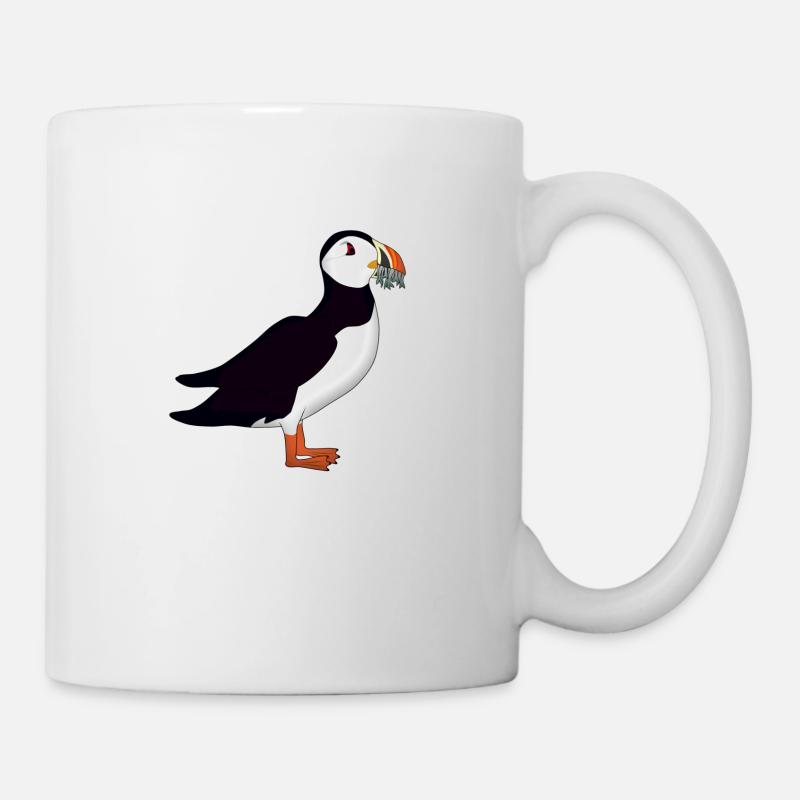 Papageintaucher mit Fisch - Tasse - Weiß