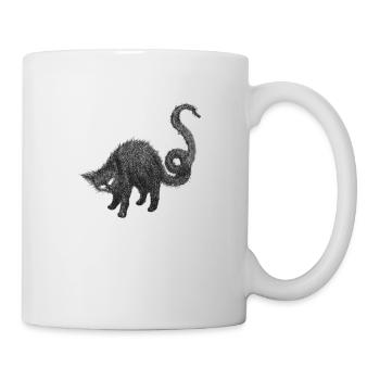 böses Katzenwesen Illustration, Ailurophobie - Tasse - Weiß - Rechts