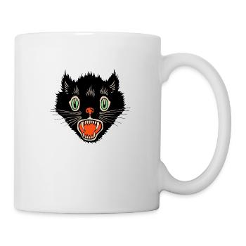 Vintage Halloween Scared Black Cat - Mug - white - Right