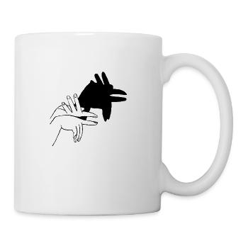 Bio Lätzchen Handschatten Hahn - Tasse - Weiß - Rechts