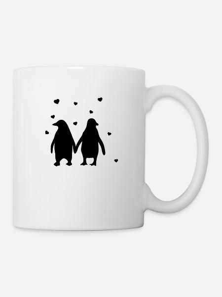 Verliebtes Pinguin Paar - Tasse - Weiß