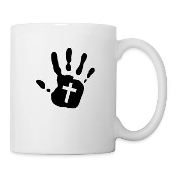 Handprint Christian Cross Cutout 1c - Mug - white - Right