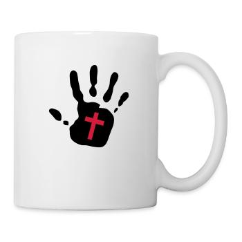 Handprint Christian Cross Cutout 2c - Mug - white - Right