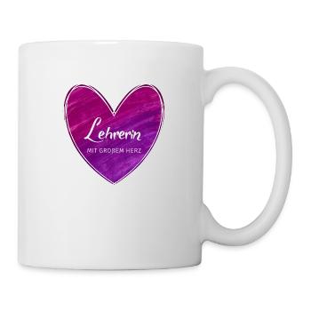 Lehrerin mit großem Herz - Tasse - Weiß - Rechts