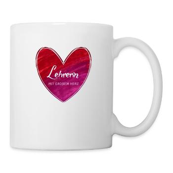 Lehrerin mit großem Herz - Tasse - Weiß - Rechts
