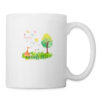 Oh happy day - Fuchs glücklich Tier - Tasse - Weiß - Rechts