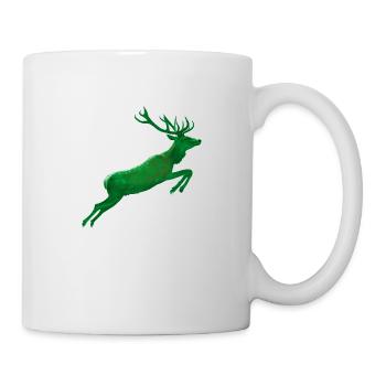 Hirsch springt ins Grüne - Tasse - Weiß - Rechts