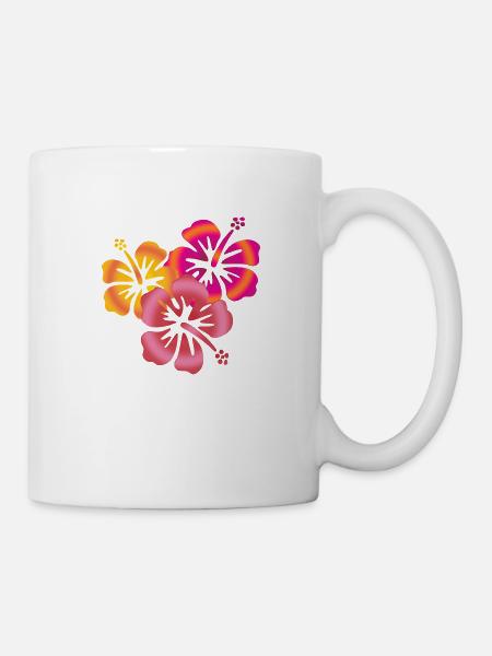 BALI fleurs d'hibiscus - Mug blanc - blanc