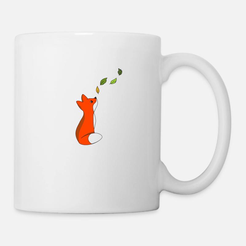Fuchs mit Blätter - Tasse - Weiß