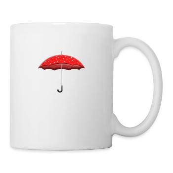 Roter Schirm mit Punkten - Tasse - Weiß - Rechts