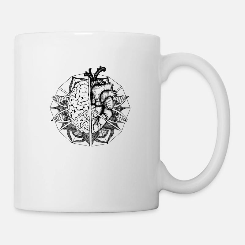 peace, brain & heart - Tasse - Weiß
