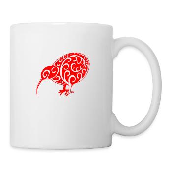 Neuseeland: Kiwi in rot - Tasse - Weiß - Rechts