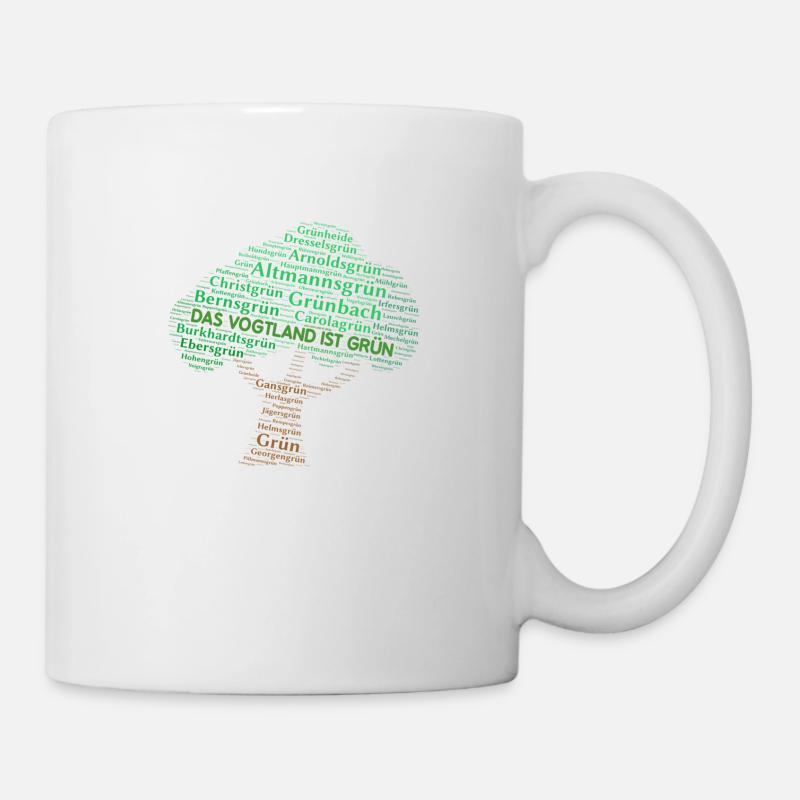 Vogtland Orte grün - Tasse - Weiß