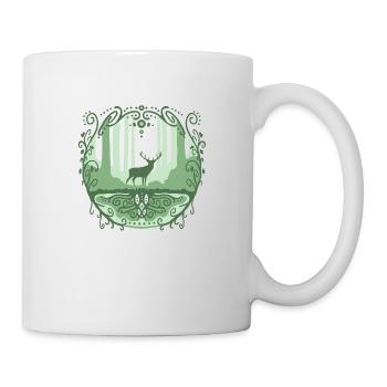 Hirsch im fantastischen Wald - Tasse - Weiß - Rechts
