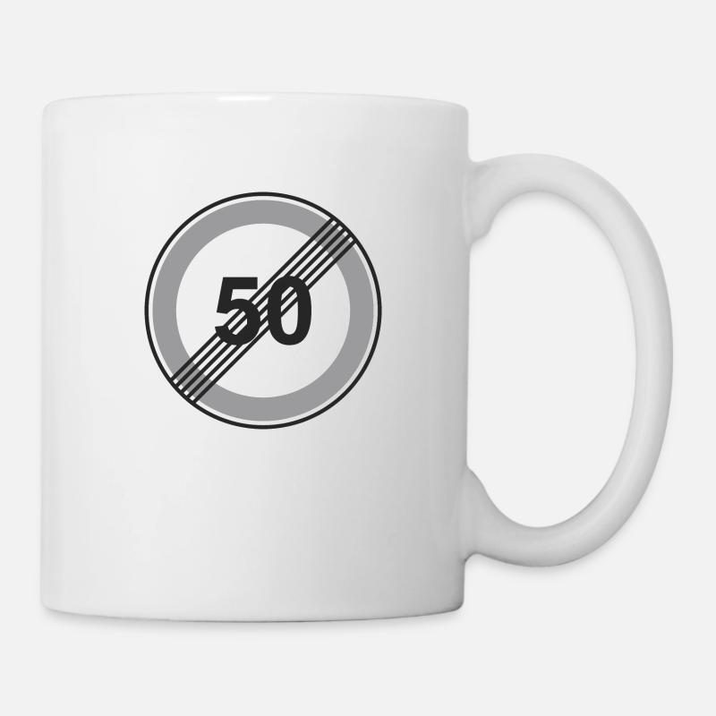 Signe de la route 50 de restriction - Mug blanc - blanc