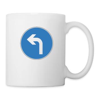 Road sign left turn blue - Mug - white - Right