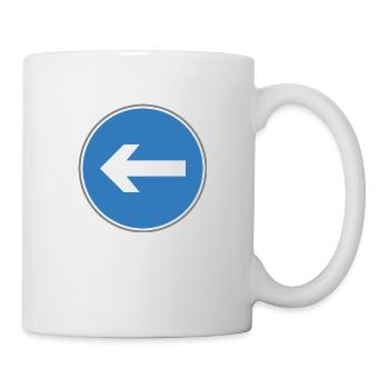 Verkehrsschild links blauen Pfeil - Tasse - Weiß - Rechts