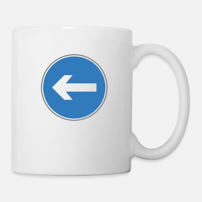 Road sign left arrow blue - Mug - white